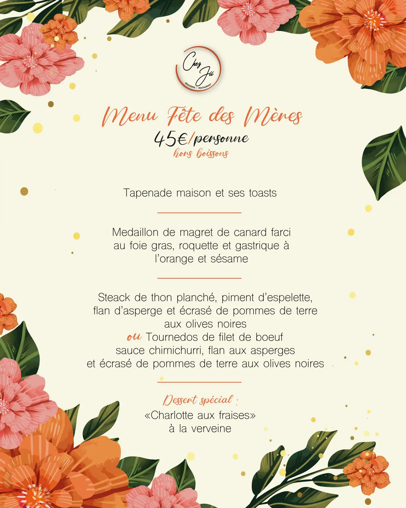 Menu fête des mères
